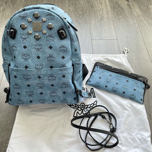 ❌SOLD Authentic MCM Visetos Studded Dual Backpack - Picture 2 of 8